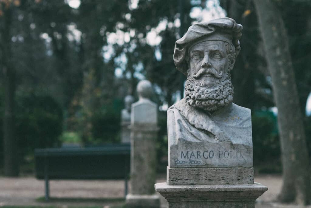 Bust of Marco Polo in Rome, Italy