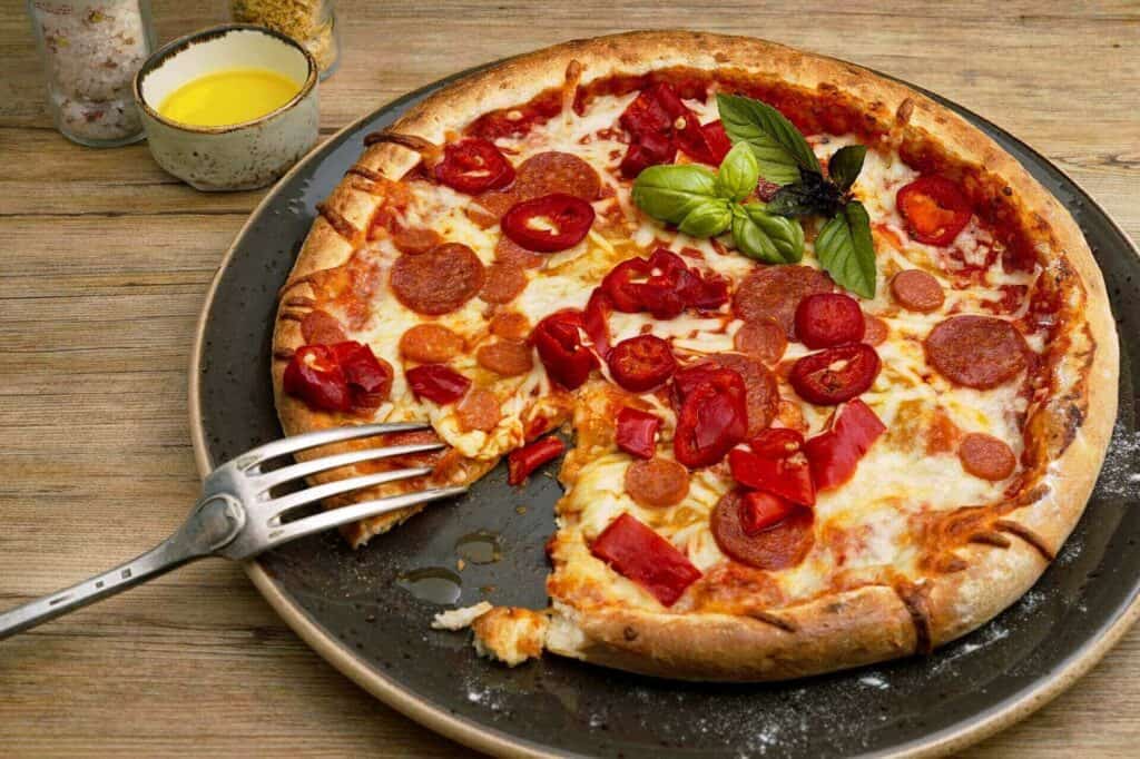 Pepperoni pizza on a plate